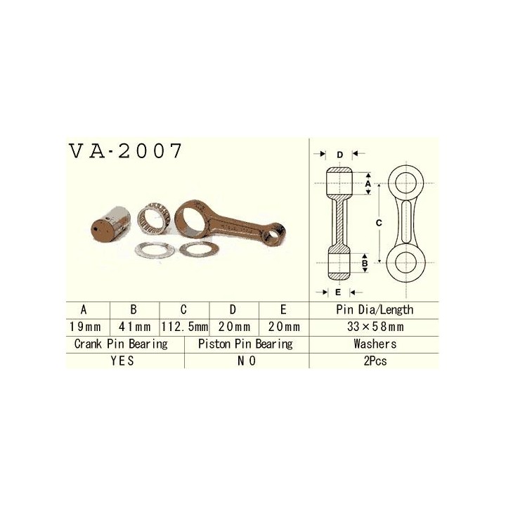 Silnik VESRAH korbowód yamaha yfm 350 (YFM350) raptor '07-'13, warrior, wolverine '87-'09, big bear 350 '87-'99 (VA2007) (made…