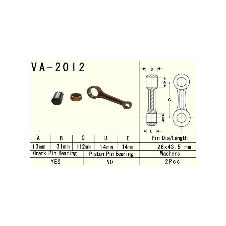 Silnik VESRAH korbowód yamaha yfm 125 (YFM125) grizzly '04-'13, yfm 125 (YFM125) hunter '05-'08, yfa 125 (YFA125) brezze '89-'0…