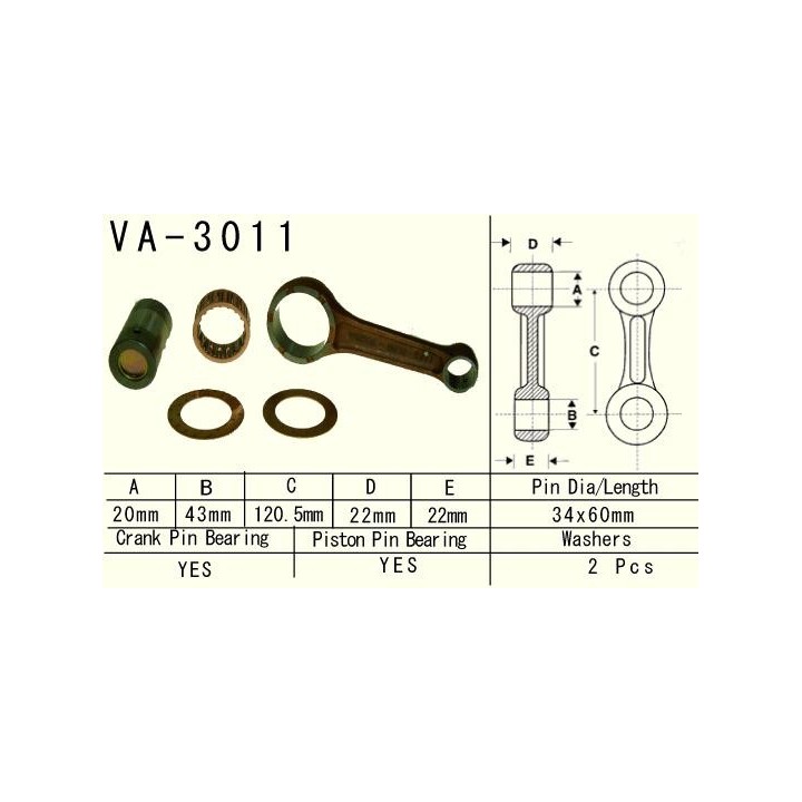 Silnik VESRAH korbowód suzuki ltf 400 (LTF400) eiger '02-'10, dr 350 '90-'99, LTF400 (LTF400) king quad fsi '12-'15 (VA3011) (V…