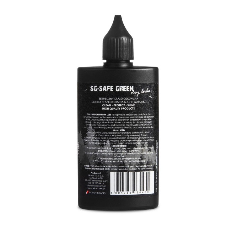WINX OLEJ DO ŁAŃCUCHA ROWEROWEGO SG SAFE GREEN SUCHE WARUNKI 100ML