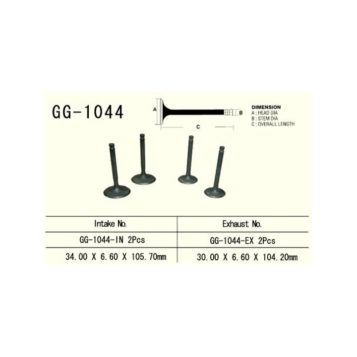 Silnik VESRAH zawór wydechowy honda xl 600R '85-'87 (30,0X6,6X104,2 mm) (oem: 14721-MG2-790) (1SZT.) (made in japan)