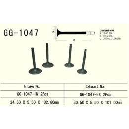 Silnik VESRAH zawór wydechowy honda trx 650/680 '03-'17 (2 na pojazd) (30,5X5,50X101,0 mm) (oem: 14721-HN8-000,GG-HL3-A00) (1SZ…