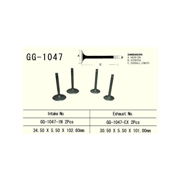 Silnik VESRAH zawór wydechowy honda trx 650/680 '03-'17 (2 na pojazd) (30,5X5,50X101,0 mm) (oem: 14721-HN8-000,GG-HL3-A00) (1SZ…