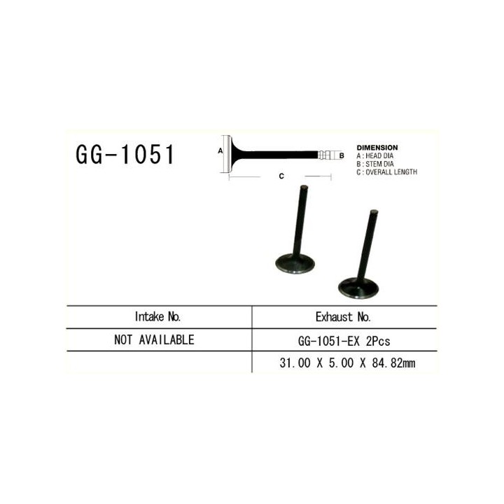 Silnik VESRAH zawór wydechowy honda crf 450R '02-'07 (31,0X5,0X84,82 mm) (oem: 14721-MEB-670) (1SZT.) (made in japan)