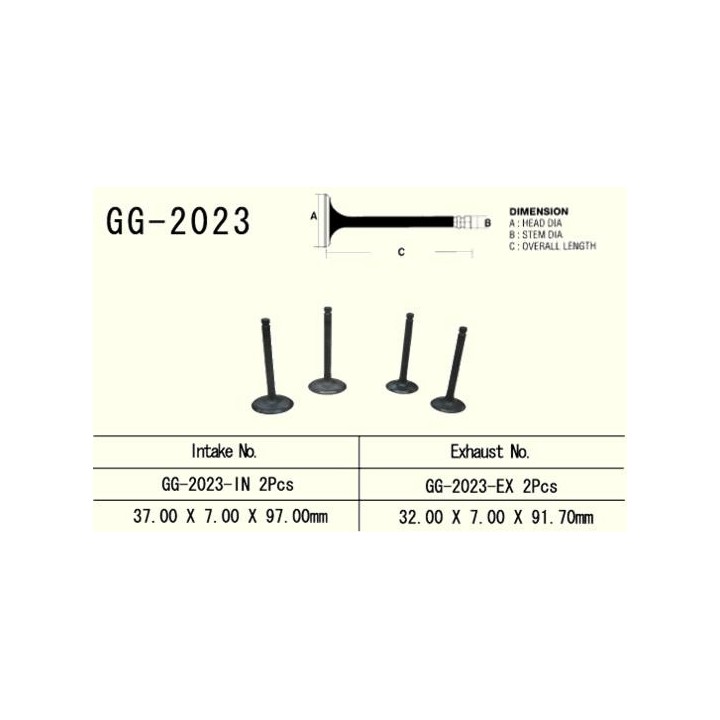 Silnik VESRAH zawór wydechowy yamaha yfm 600 grizzly '98-'01, xt 600 '87-'03, TT600 (2 na pojazd) (32,0X7,0X91,7 mm) (OEM:1VJ-1…