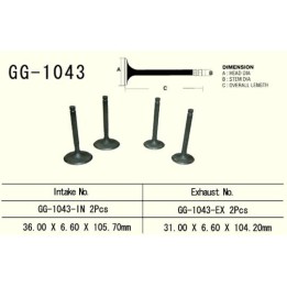 Silnik VESRAH zawór ssący honda xl 600R/XR 650L/XR 600R, xl 650V transalp '00-07' (2 na pojazd) (oem: 14711-MG3-000) (1SZT.) (m…