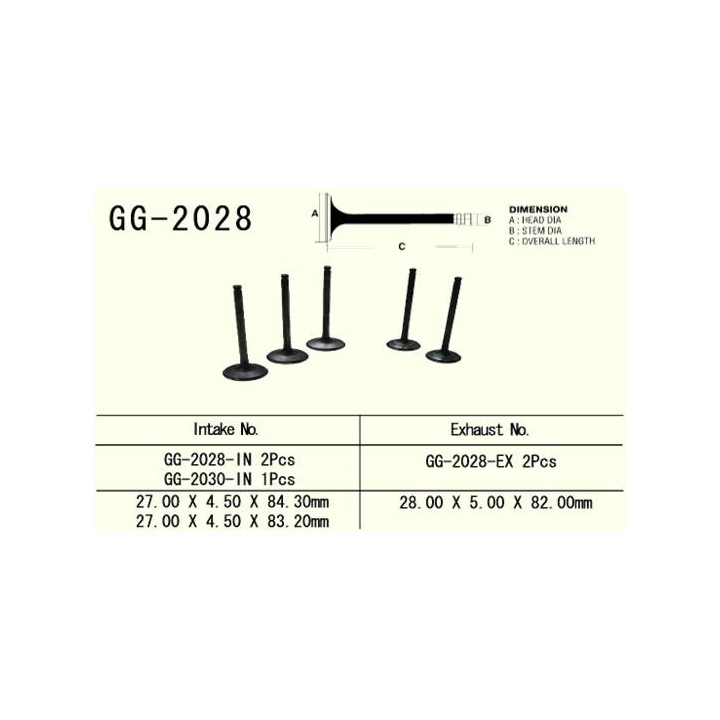 Silnik VESRAH zawór ssący yamaha yzf 400/426 '98-'00 (1 na pojazd) środkowy (oem: 5BE-12111-10) (1SZT.) (made in japan)