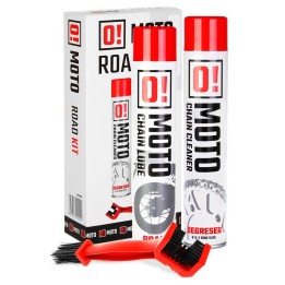 OMOTO ROAD CHAIN CARE AND PROTECTION ZESTAW DO CZYSZCZENIA I SMAROWANIA ŁAŃCUCHA 2+1 ZESTAW Z SZCZOTKĄ (2 X 750ML) (O!MOTO) (OLE