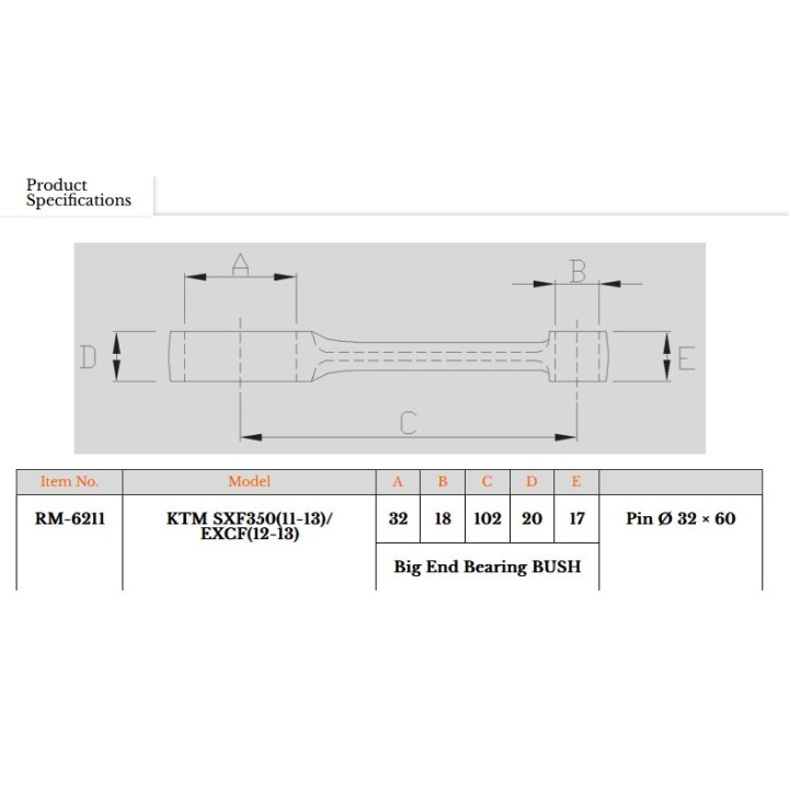 Silnik ROYAL RODS korbowód ktm sxf 350 (SX-F350) '13-'15, excf 350 (EXC-F350) '13-'15
