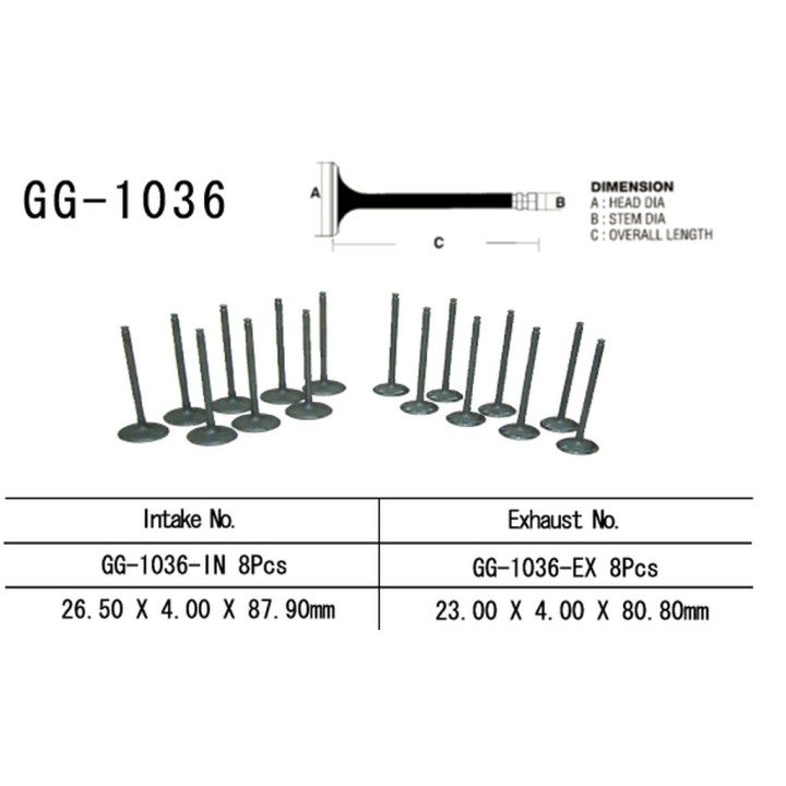 Silnik VESRAH zawór wydechowy honda cbr 600 F4 '99-06'(23,00X4,00X80,80MM) (oem: 14721-MBW-000) (1SZT.) (made in japan)