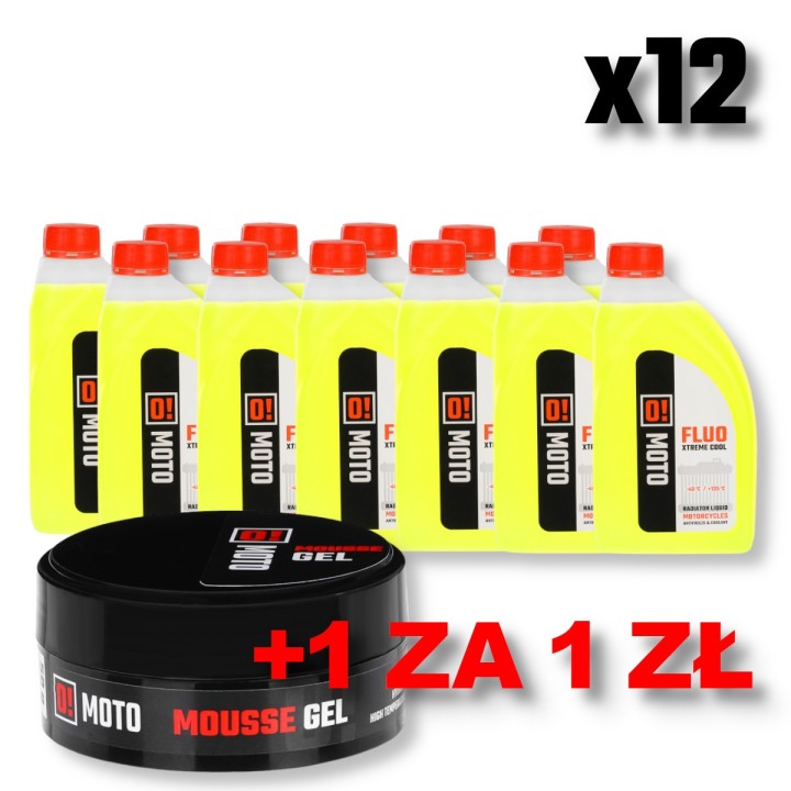 Omoto zestaw 12 sztuk płyn do chłodnic 1L o! fluo xtreme cool + omoto żel do musów 50G o! mousse-gel high temperature + 200