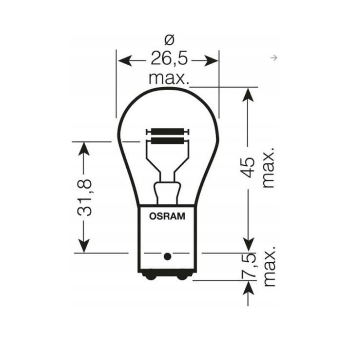 OSRAM żarówka 12V P21/4W BAZ15D 1 sztuka (białe szkło)