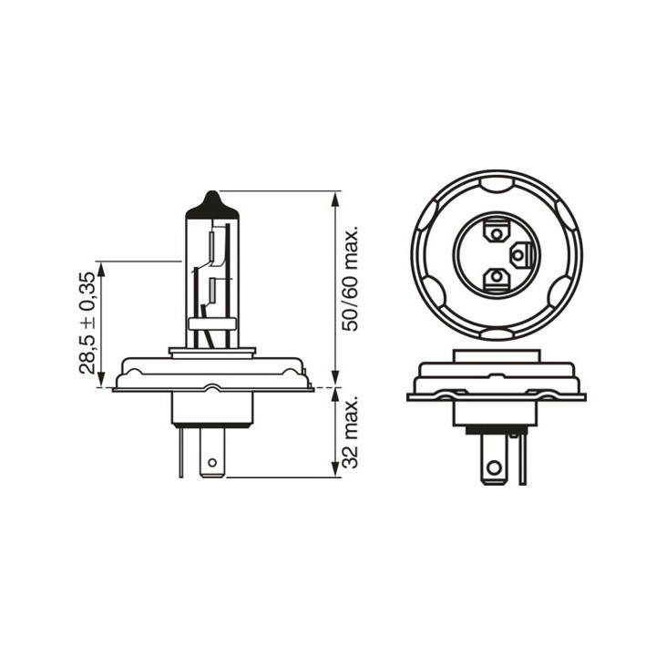 BOSCH żarówka R2 45/40W 12V P45T - 1 sztuka