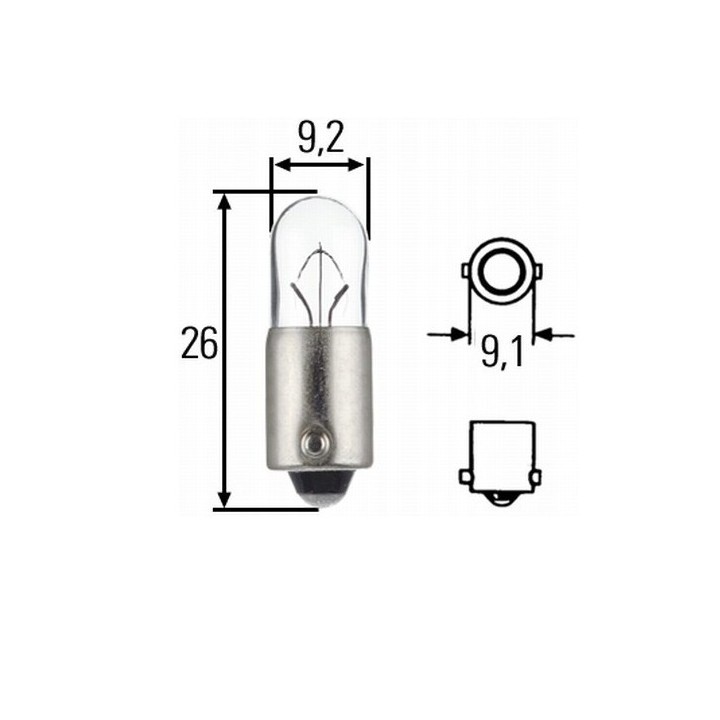 HELLA żarówka T4W 12 4W BA9S (postojówka - światło postojowe - pozycyjne) - 10 sztuk