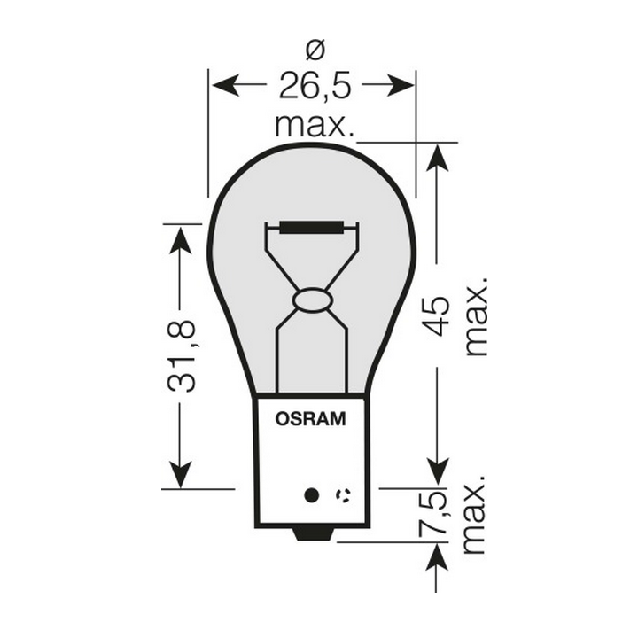 OSRAM żarówka 21W 12V BAU15S PY21W (orange) - pomarańczowa kierunkowskaz 1 sztuka