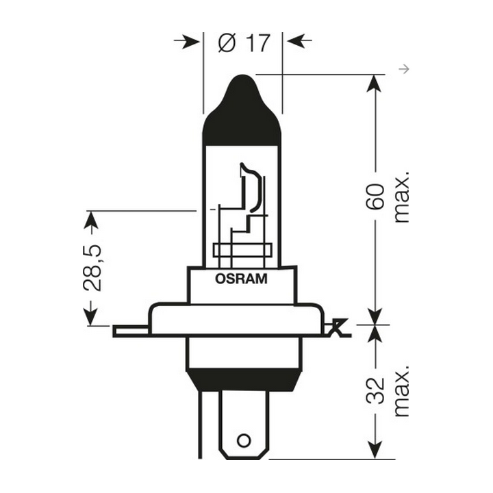 OSRAM żarówka H4 12V 60/55W P43T original