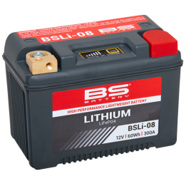 BS BATTERY BS akumulator litowo-jonowy ze wskaźnikiem naładowania LIFEPO4 BSLI-08 (148X86X105) (12,8V,300A,64WH,5AH) (YTX16HL,Y…