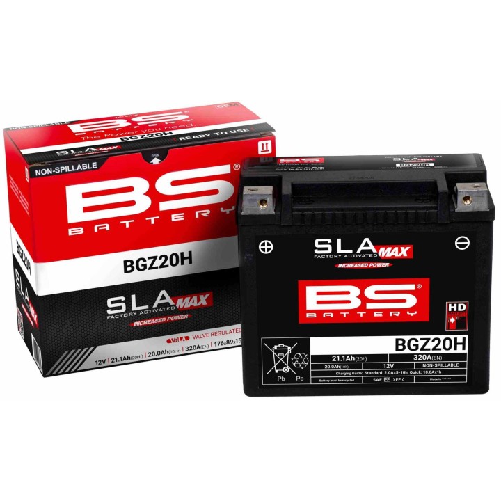BS BATTERY BS akumulator BGZ20H max (fa) (YTX20H,YTX20-BS) 12V 120AH 176X89X154 bezobsługowy - zalany (zwiększony prąd rozrucho…