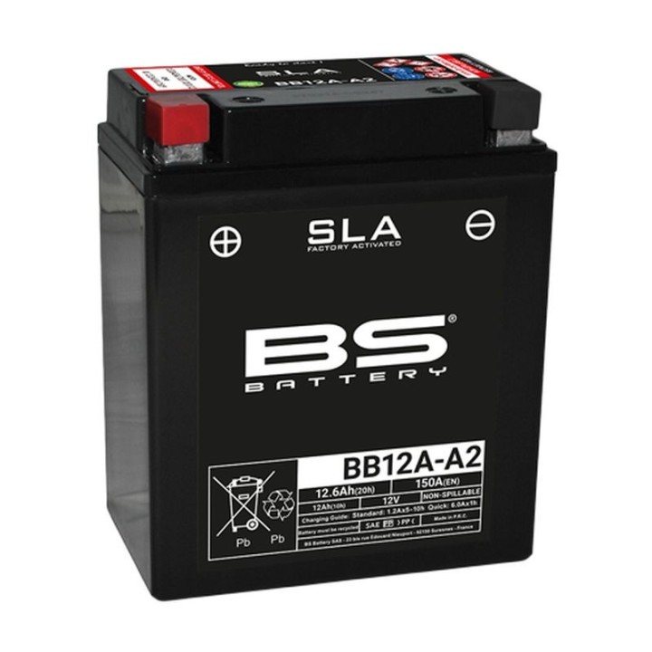 BS BATTERY BS akumulator BB12A-A2 (fa) (YB12A-A2) 12V 12AH 134X80X161 bezobsługowy - zalany (150A) (5)