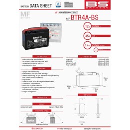BS BATTERY BS akumulator BTR4A-BS (YTR4A-BS) 12V 2,3AH 113X38X85 bezobsługowy - elektrolit osobno (45A) UE2019/1148 (12)