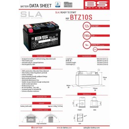 BS BATTERY BS akumulator BTZ10S (fa) (YTZ10S)12V 8,6AH 150X86X95 bezobsługowy - zalany (190A) (4)