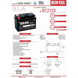 BS BATTERY BS akumulator BTZ12S (fa) (YTZ12S) 12V 11AH 150X86X110 bezobsługowy - zalany (210A) (4)
