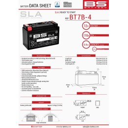 BS BATTERY BS akumulator BT7B-4 (fa) (YT7B4) 12V 6,5AH 148X64X90 bezobsługowy - zalany (85A) (8)