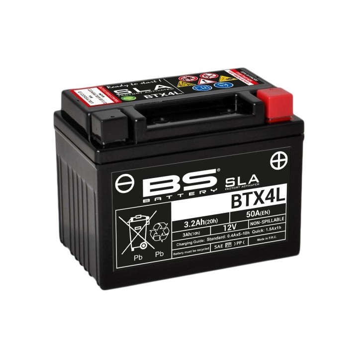 BS BATTERY BS akumulator BTX4L+ / BTZ5S (fa) (YTX4L-BS, YT4L-BS, YTZ5S) 12V 3AH 114X71X86 bezobsługowy - zalany (65A) - zastępu…