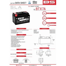 BS BATTERY BS akumulator BTX7A (fa) (YTX7A-BS) 12V 6AH 152X88X94 bezobsługowy - zalany (90A) (6)