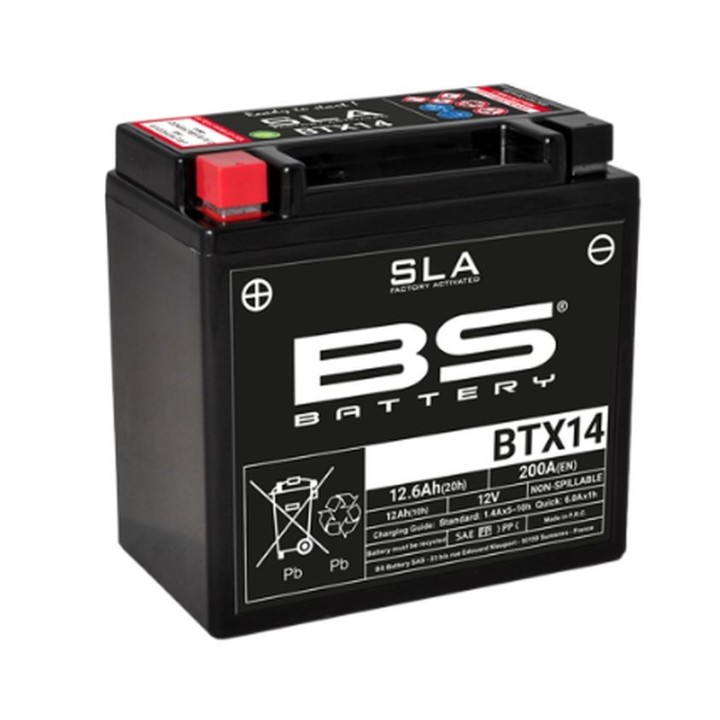 BS BATTERY BS akumulator BTX14 (fa) (YTX14-BS) 12V 12AH 150X87X145 bezobsługowy - zalany (200A) (4)