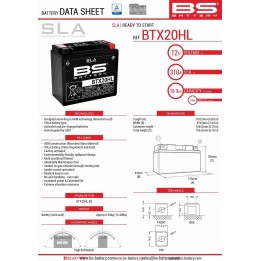 BS BATTERY BS akumulator BTX20HL (fa) (YTX20HL-BS) 12V 18AH 175X87X155 bezobsługowy - zalany (310A) (4)