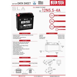 BS BATTERY BS akumulator 12N5,5-4A (fa) (12N5,5-4A) 12V 5,5AH 138X61X131 bezobsługowy - zalany (70A) (6)