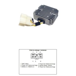 DZE regulator napięcia kawasaki klf 400 bayou '96-'99; kvf 400 priare '97-'98 (ESR135) (21066-1078) (35A)
