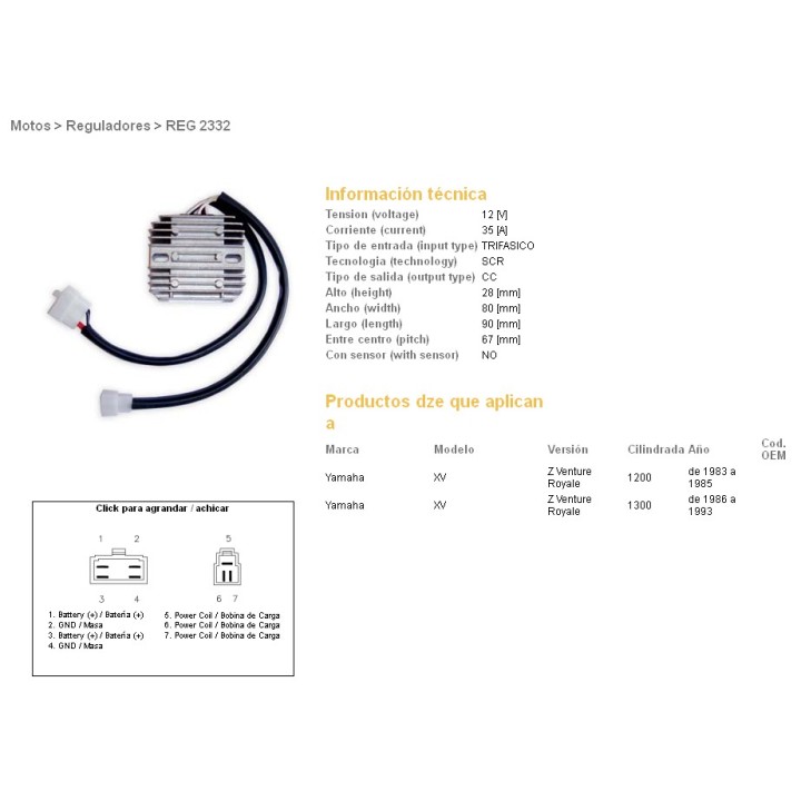 DZE regulator napięcia yamaha xvz 1200 venture '83-'85; xvz 1300 venture royale '86-'93 (26H-81960-A0; 2WR-81960-A0)