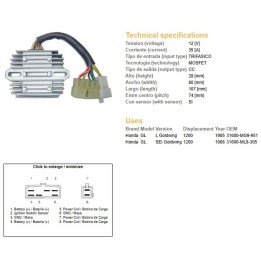DZE regulator napięcia honda GL1200 sei '85-'87 (wtryskowy) (31600-MG9-951, 31600-ML8-305) (ESR570)