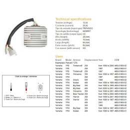 DZE regulator napięcia yamaha yfm 350 big bear '96-'99, warrior 350 '96-'01, wolverine 350 '95-'01, yfm 400 kodiak '98-'99; yfm…