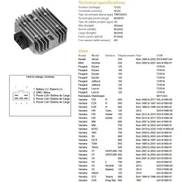 DZE regulator napięcia yamaha FZ6 '09-'17; fzr 600R '95-'99; srx 700 '00-'02; tdm 850 '96-'01; tmax 500 '00-'03; vt 700 venture…