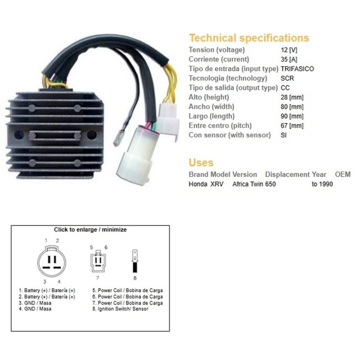 DZE regulator napięcia honda xrv 650 africa twin '90 (OEM-31600-MS8-000)