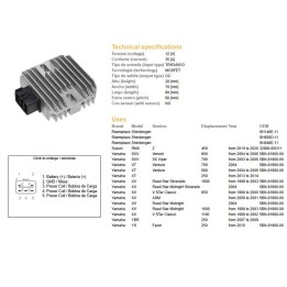 DZE regulator napięcia yamaha xt 250 '13-'14; ybr 250 '07-'09; xv 650 drag star '98-'00; xv 1600 road star '99-03 (OEM-5BN-8196…