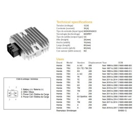 DZE regulator napięcia honda trx 400EX sportrax '99-'04; trx 250 recon '97-'11 (ESR585)