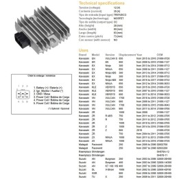 DZE regulator napięcia kawasaki ex 300/650 ninja '06-'17; kle 650 versys '07-'16; vn 900/1700 '06-'19; zr 750/800/1000 '04-'16;…