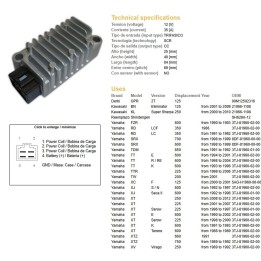 DZE regulator napięcia yamaha xt 225 serow '98-'03; xt 250 '08-'12; xt 600E/K '91-'02; xt 600Z tenere '86-'89; xtz 750 super te…