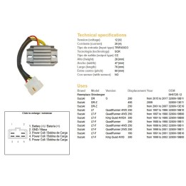 DZE regulator napięcia suzuki lt-f 160 '91-'01; lt-f 250 quadrunner '87-'98; lt-f 300 'king quad '91-'98; dr-z 250 '01-'07; dr-…