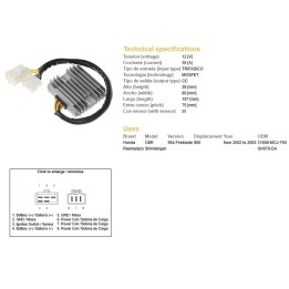 DZE regulator napięcia honda cbr 900RR '02-'03 (CBR954) (ESR690) (31600-MCJ-750) (SH678DA) (35A)