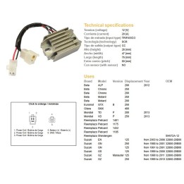 DZE regulator napięcia suzuki gn 125 '91-'01; gn 250 '88-'01; gs 125 '99-'00; en 125 '03-'08; beta (ESR142) (32800-29B00)