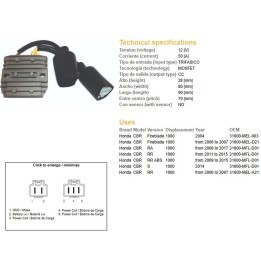 DZE regulator napięcia honda cbr 1000RR fireblade '04-'15 (50A) (31600-MFL-D01; 31600-MEL-A21) (ESR680;ESR439)