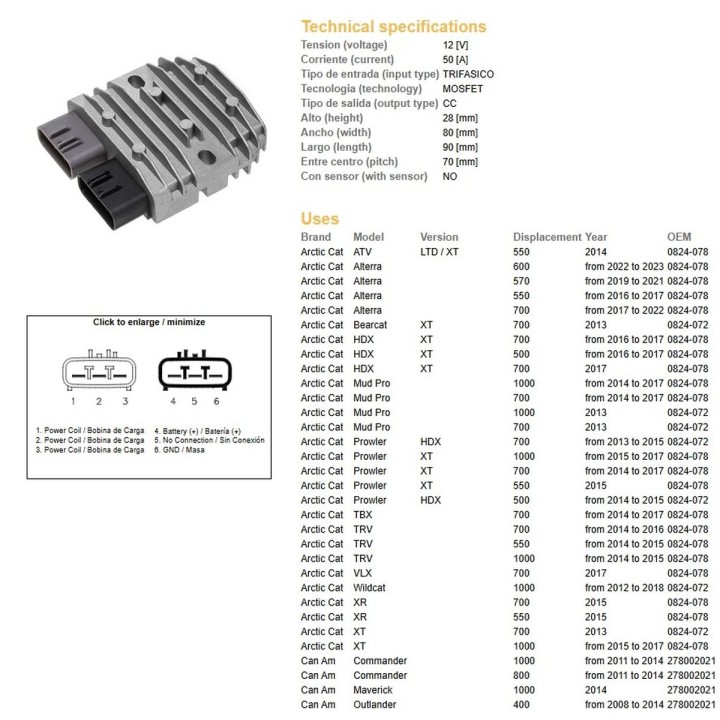 DZE regulator napięcia can-am 400/500/650/800/1000; honda trx 500/650/680; kawasaki kvf 750 12-13; polaris 400/500/550/570/800/…