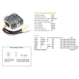 DZE regulator napięcia bmw f 650F/ST '93-'00; aprilia 650 pegaso '96-04; leonardo 250/300ST '99-'05 (SH532B-12) (61312346432, A…