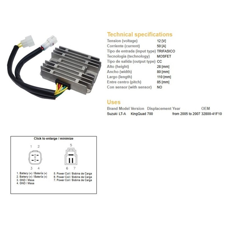 DZE regulator napięcia suzuki lt-a 700 king quad '05-'07 (32800-41F10) mosfet (50A)