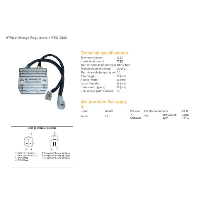 DZE regulator napięcia suzuki lt-a 700 king quad '05-'07 (32800-41F10) mosfet (50A)
